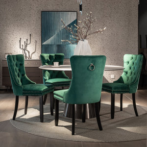 4x Velvet Dining Chairs | Green