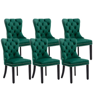6x Velvet Dining Chairs | Green