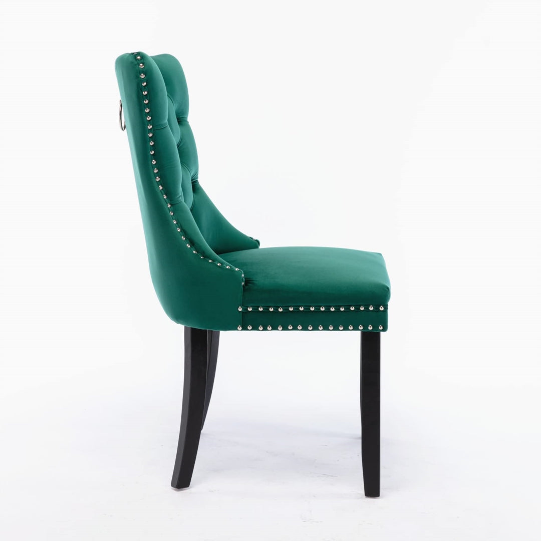 6x Velvet Dining Chairs | Green