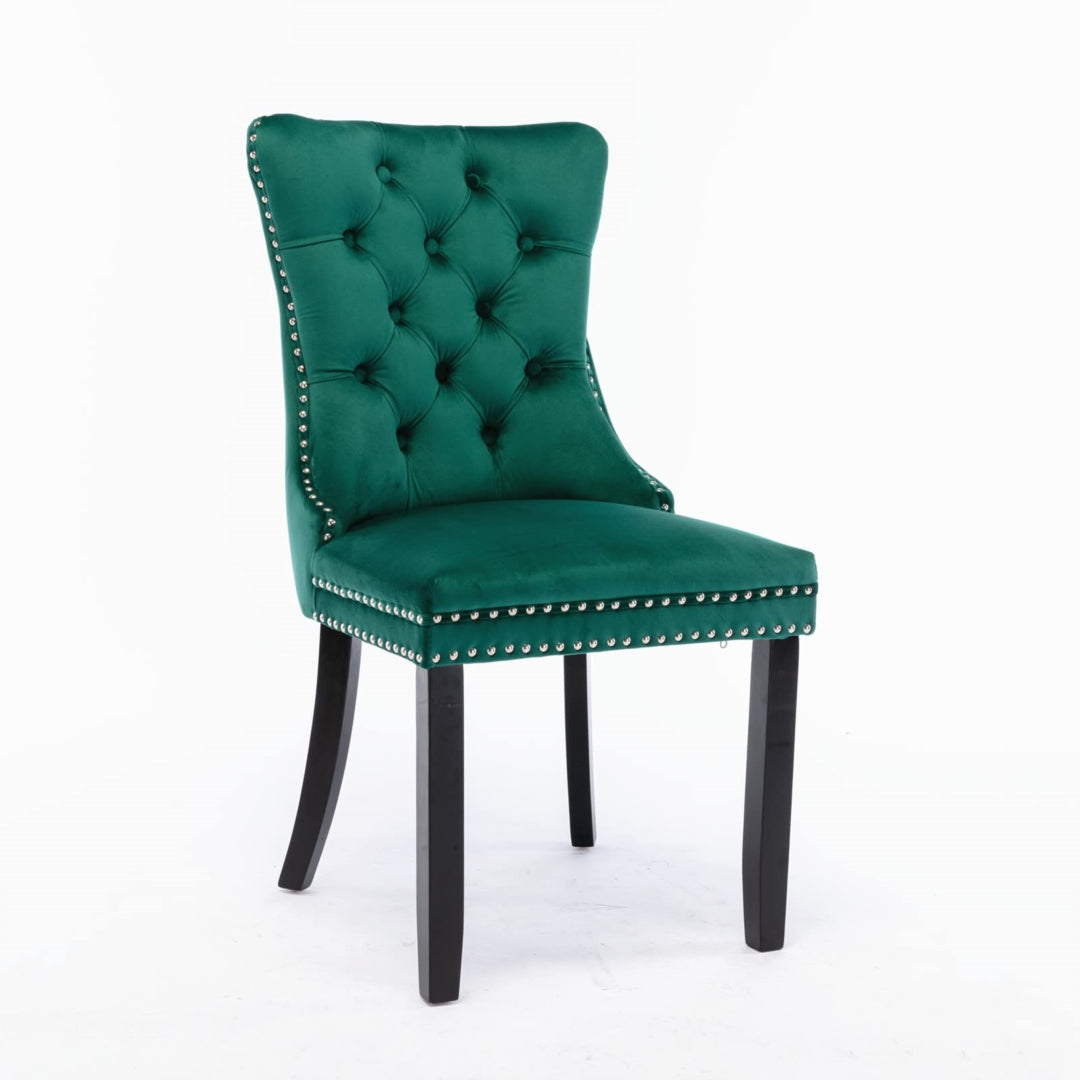 8x Velvet Dining Chairs | Green