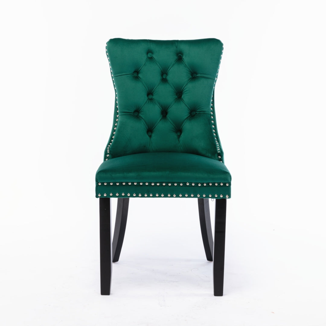 8x Velvet Dining Chairs | Green