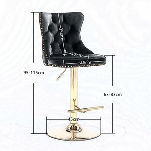 4x Height Adjustable Swivel Bar Stool | Velvet Studs | Barstool with Footrest | Golden Base | Beige