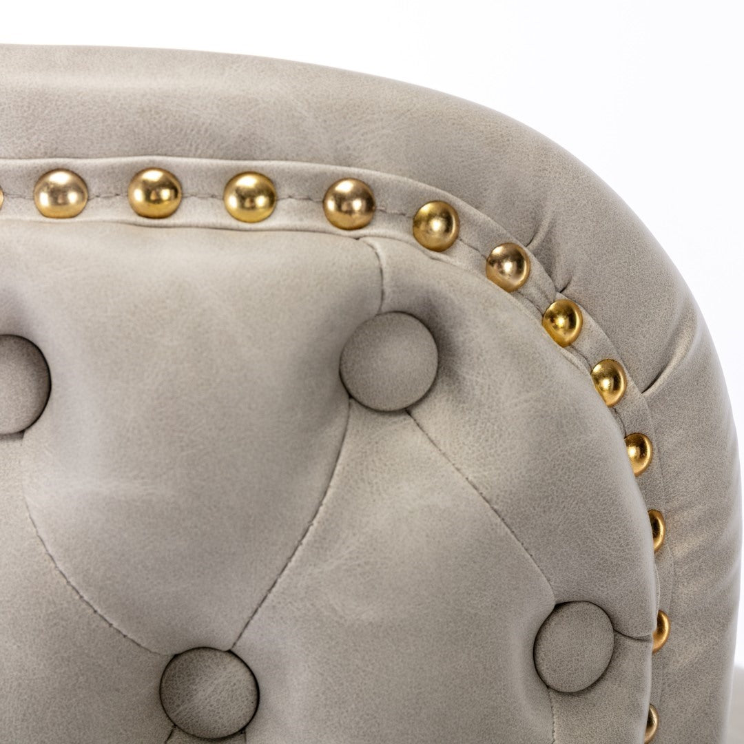 2x Faux Leather Golden Base Swivel Bar Stools | Beige