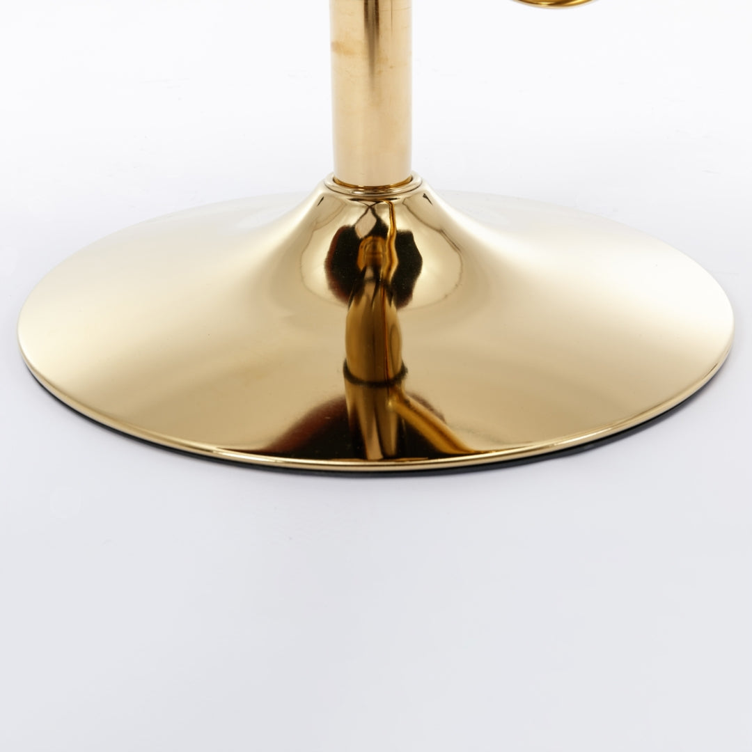 2x Faux Leather Golden Base Swivel Bar Stools | Beige