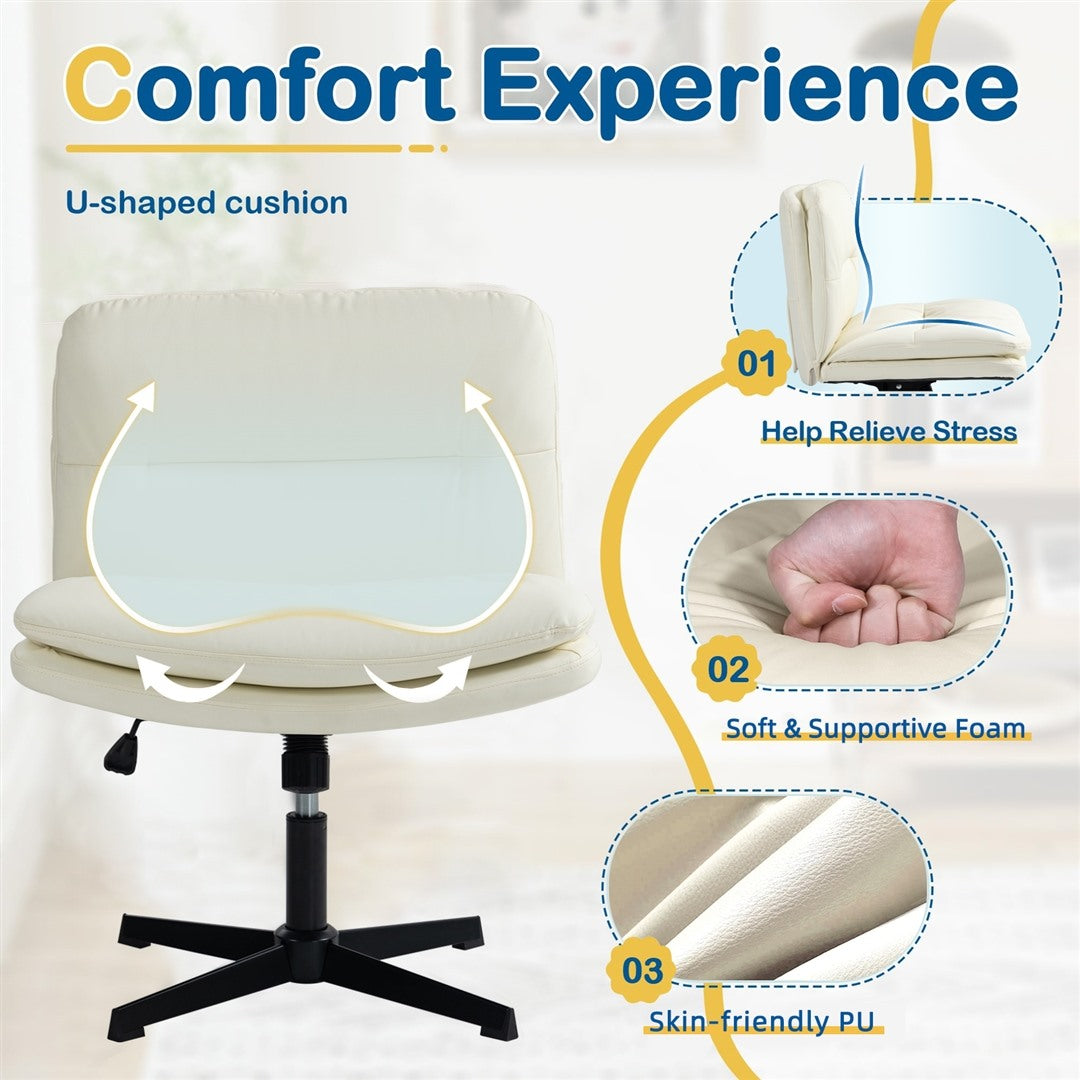 Faux Leather Home Office Chair | Beige