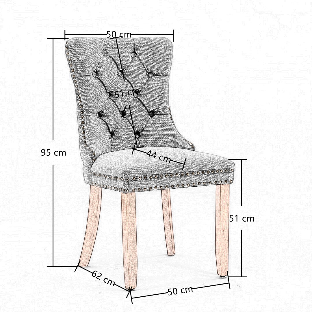 AADEN Modern Elegant Button-Tufted Upholstered Fabric Dining Side Chair | Studs Trim | Wooden Legs | Gray