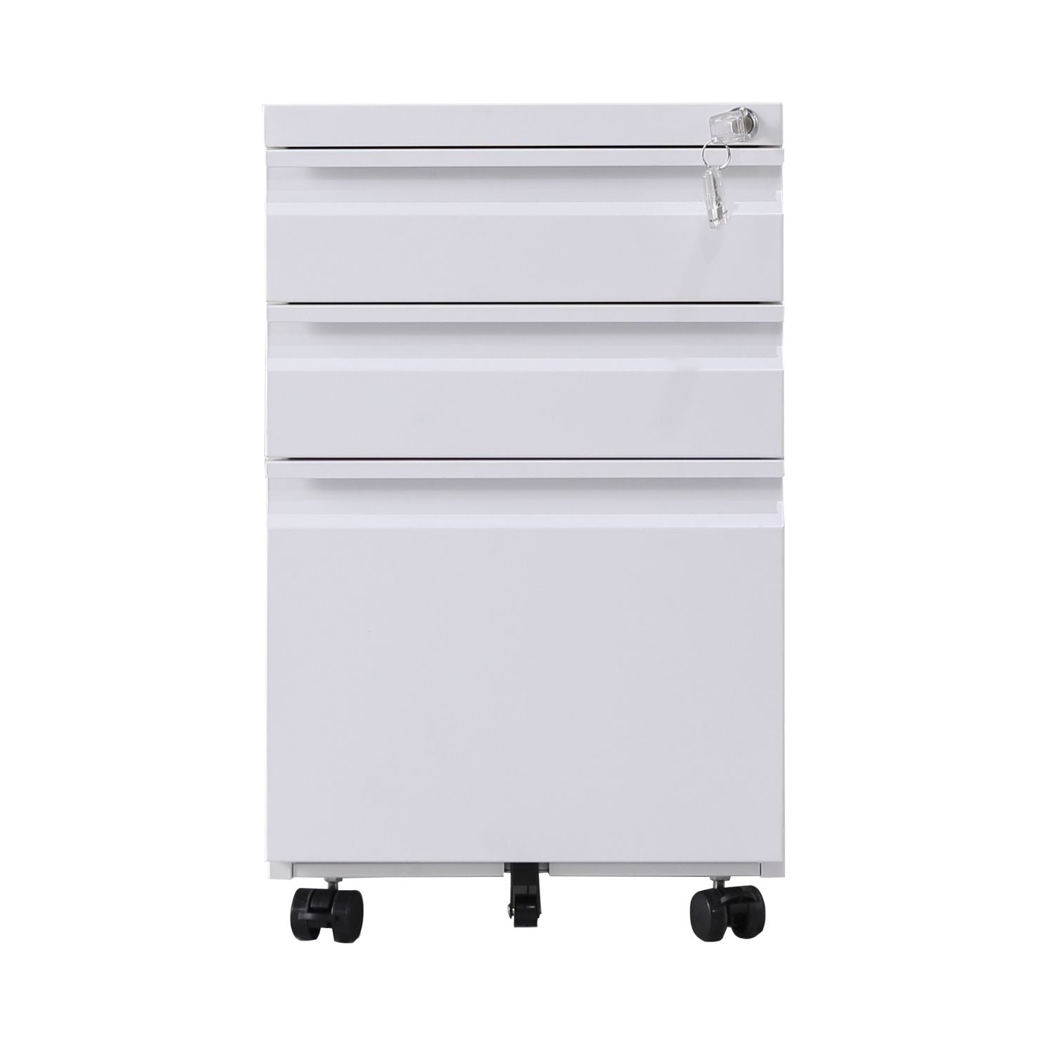 EKKIO 3 Drawer Mobile File Cabinet with Lock (White) EK-FCD-101-XM