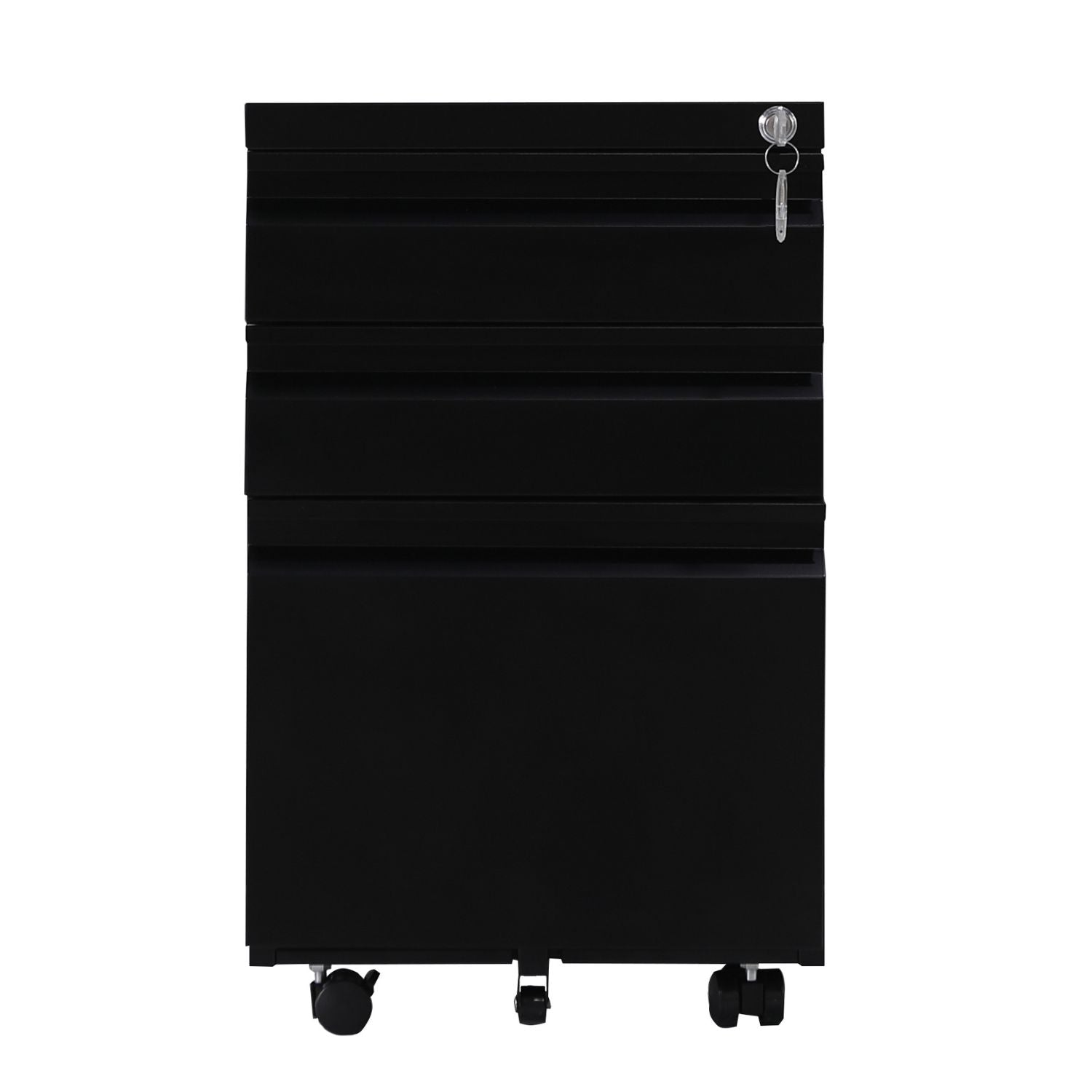 EKKIO 3 Drawer Mobile File Cabinet with Lock (Black) EK-FCD-100-XM