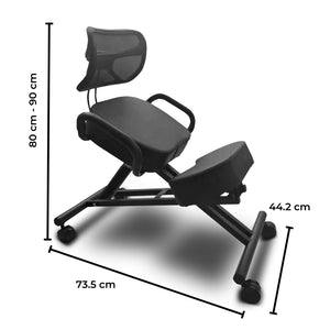 EKKIO Adjustable Ergonomic Office Kneeling Chair with Backrest (Black) EK-KC-101-TH