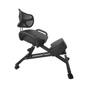 EKKIO Adjustable Ergonomic Office Kneeling Chair with Backrest (Black) EK-KC-101-TH