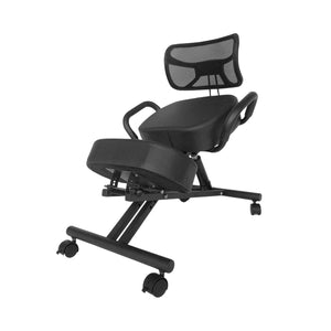 EKKIO Adjustable Ergonomic Office Kneeling Chair with Backrest (Black) EK-KC-101-TH