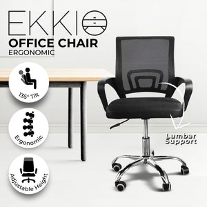 EKKIO Ergonomic Office Chair with Breathable Mesh Design and Lumbar Back Support (Black) EK-OC-104-JF