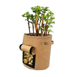 NOVEDEN 5 Packs 10 Gallon Plant Grow Bags with Window Flap (Brown) NE-PB-105-KJ