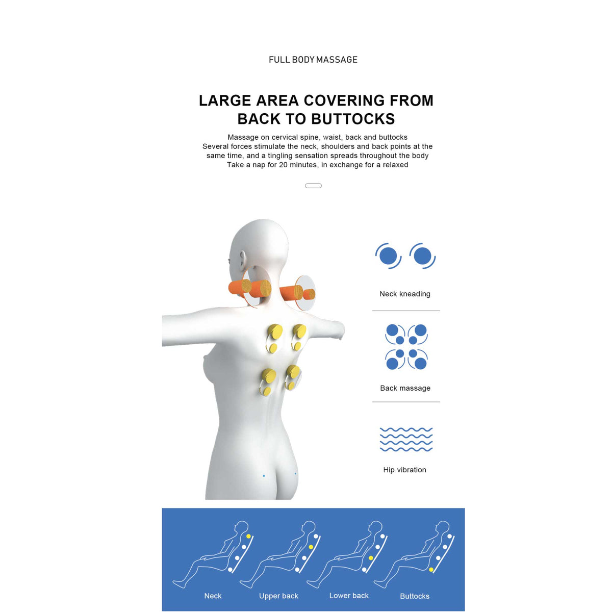 Massage Cushion | Chair Seat Kneading Shiatsu Heat Massage | Portable for Car & Home