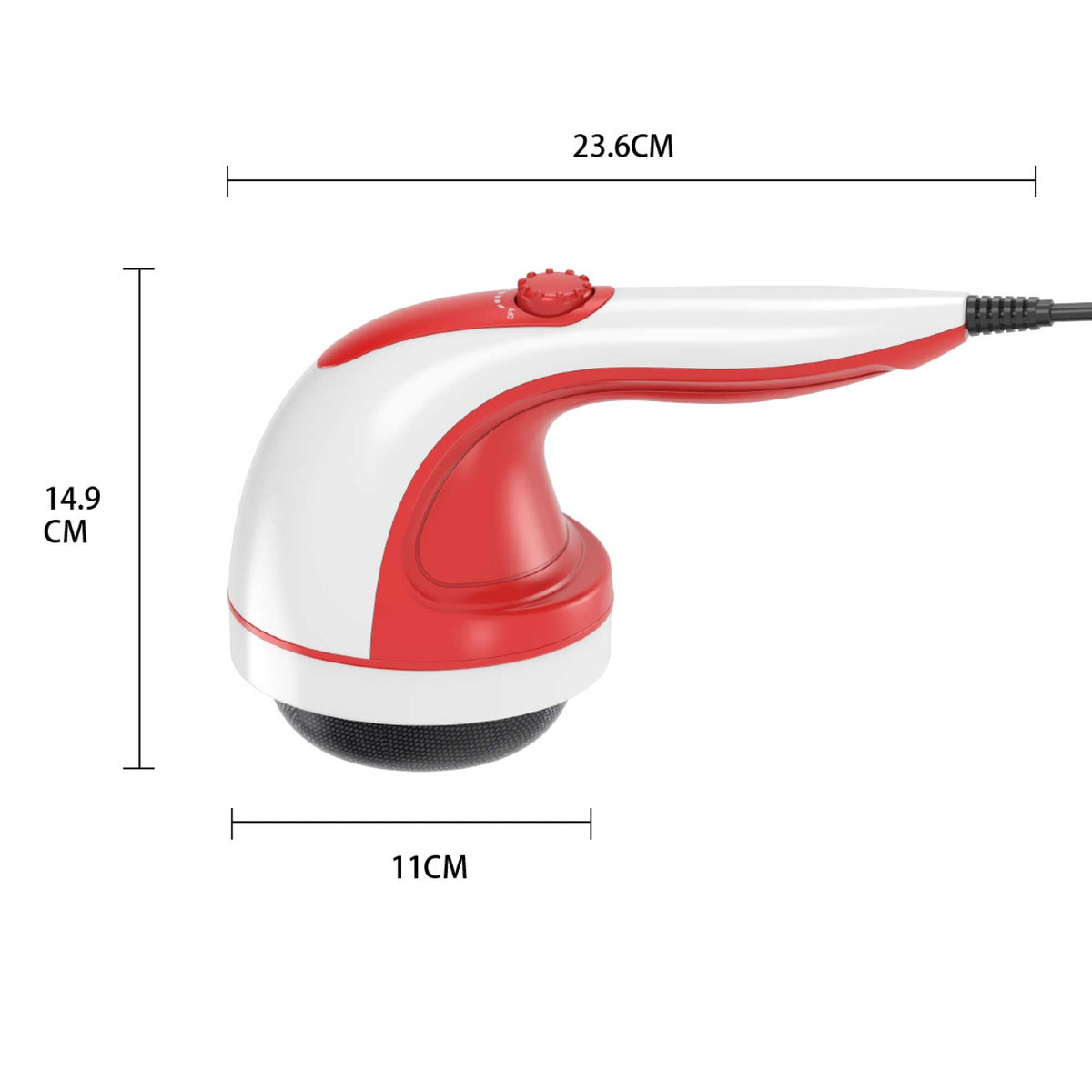 Handheld Vibration Massager Red | 4 Interchangeable Heads | Adjustable Speed