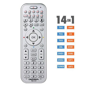 Universal Remote Control | TV DVD SAT TUNER AUX AMP CD | Multi-Brand Compatible