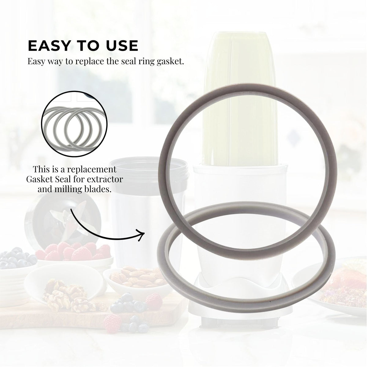 4x For Nutribullet Grey Gasket Seal Ring | Fits 600W, 1200W, 900W New Models