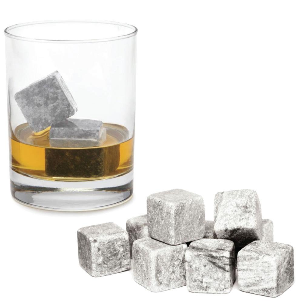 Whiskey Stones Ice Melts | 9 Reusable Natural Marble Chilling Scotch Rocks Cubes