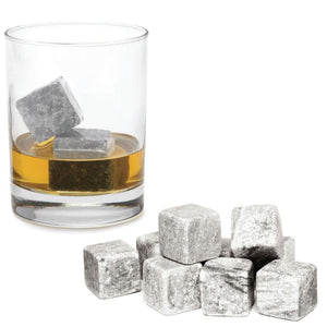 Whiskey Stones Ice Melts | 9 Reusable Natural Marble Chilling Scotch Rocks Cubes