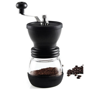 Coffee Bean Grinder | Manual Hand | Stainless Ceramic Burr Core | Glass Jar Nut Mill