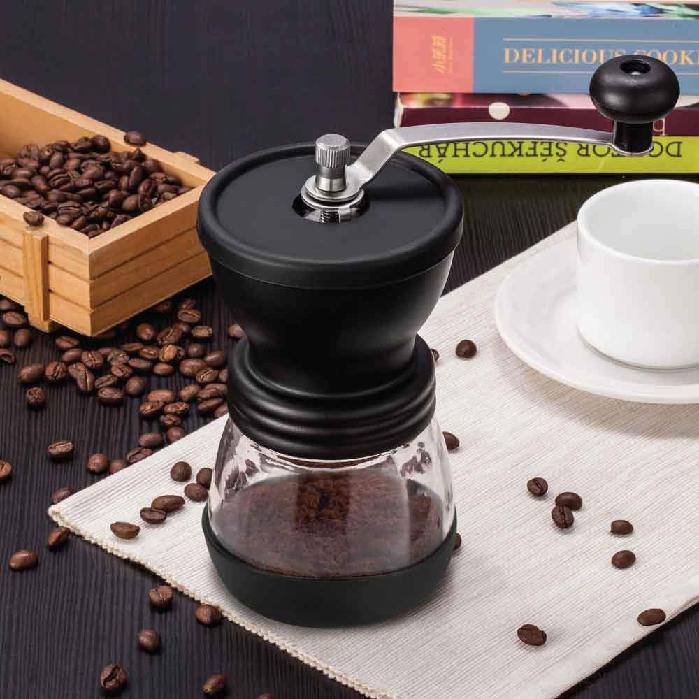 Coffee Bean Grinder | Manual Hand | Stainless Ceramic Burr Core | Glass Jar Nut Mill