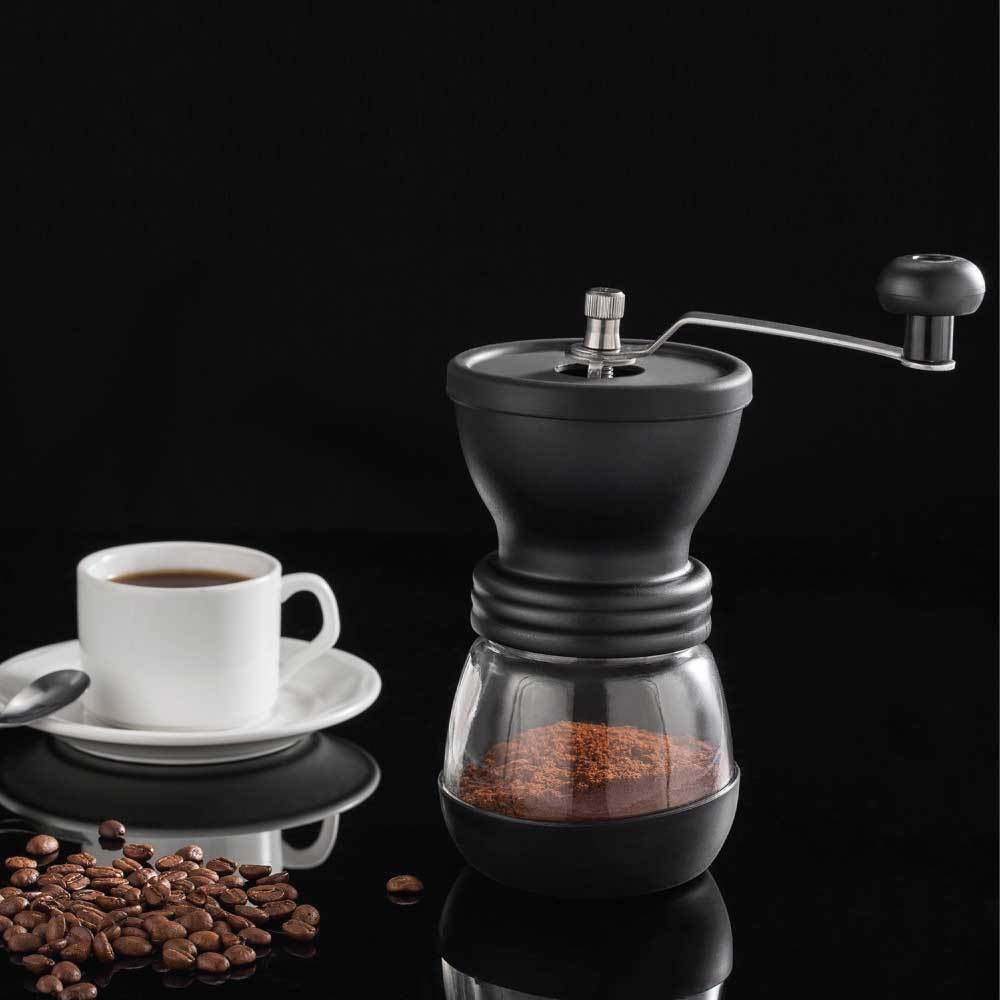 Coffee Bean Grinder | Manual Hand | Stainless Ceramic Burr Core | Glass Jar Nut Mill