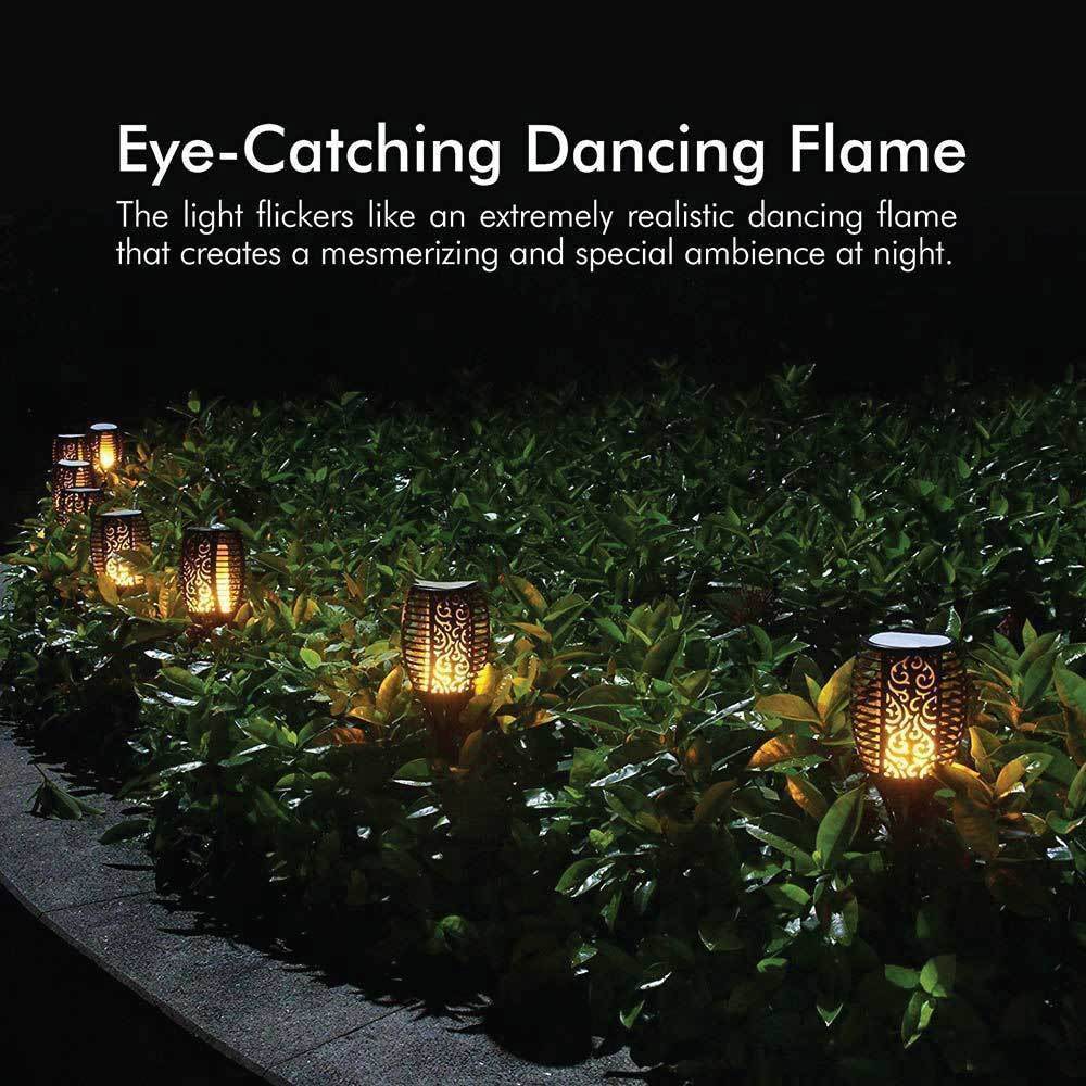 96-LED Solar Torch Garden Light | Outdoor Flame Dancing Flickering Auto Lamp