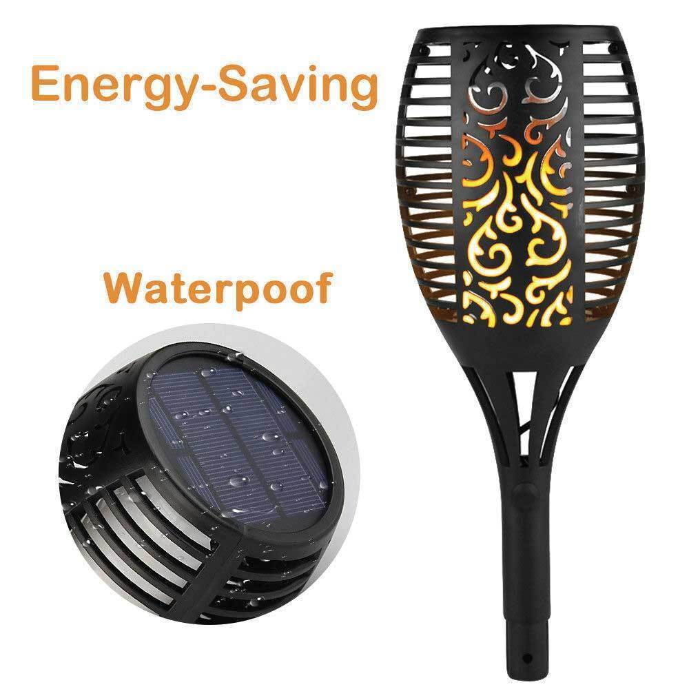 96-LED Solar Torch Garden Light | Outdoor Flame Dancing Flickering Auto Lamp