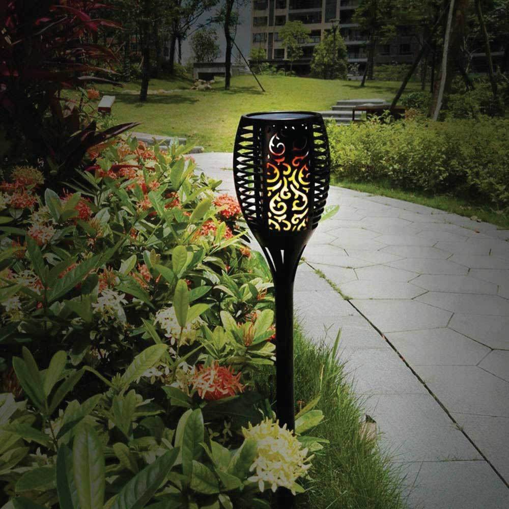 96-LED Solar Torch Garden Light | Outdoor Flame Dancing Flickering Auto Lamp