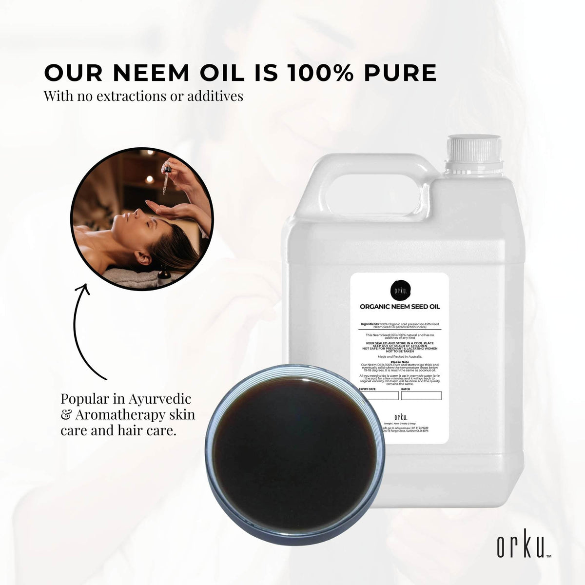 Orku 5L Organic Neem Seed Oil | Debitterised | Cold Pressed Azadirachtin Indica