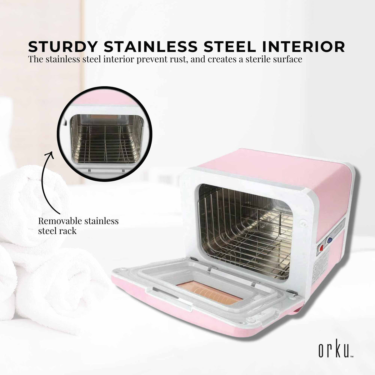 8L Electric Towel Warmer | Pink | UV Steriliser Cabinet | Small Hot Heater & Sanitiser