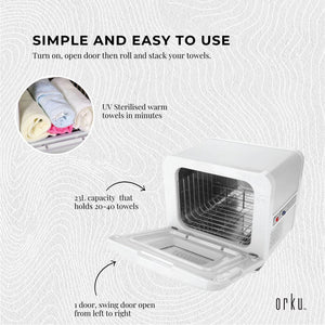 8L Electric Towel Warmer | White | UV Steriliser Cabinet | Small Hot Heater & Sanitiser