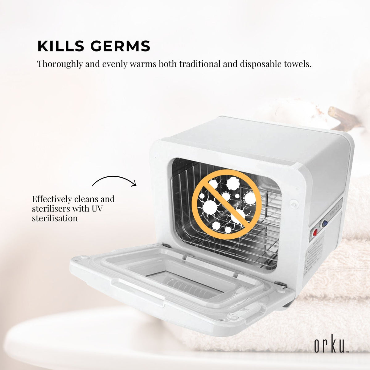 8L Electric Towel Warmer | White | UV Steriliser Cabinet | Small Hot Heater & Sanitiser