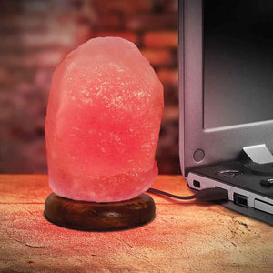 Red USB Himalayan Pink Salt Lamp | Colour Light Bulb, Mini Natural Rock Crystal