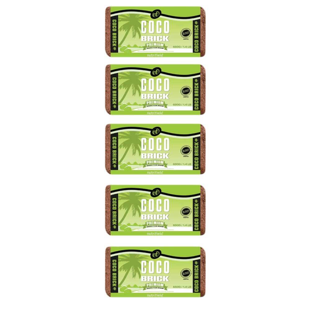 Nutrifield Coco Brick Coir Peat | 650g | 5x Pack | Organic Plant Growth Media