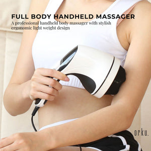 Full Body Vibration Handheld Massager | 4 Massage Heads | Neck, Shoulders, Back, Legs | Deep Tissue Relief