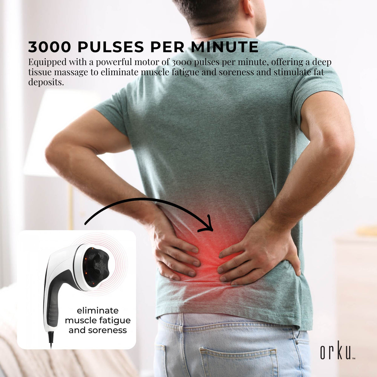 Full Body Vibration Handheld Massager | 4 Massage Heads | Neck, Shoulders, Back, Legs | Deep Tissue Relief