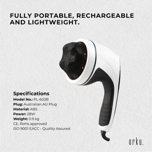 Full Body Vibration Handheld Massager | 4 Massage Heads | Neck, Shoulders, Back, Legs | Deep Tissue Relief