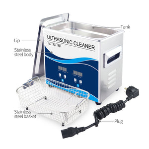 3.2L Digital Ultrasonic Cleaner | Jewelry & Parts Cleaning | Ultra Sonic Bath with Degas Function
