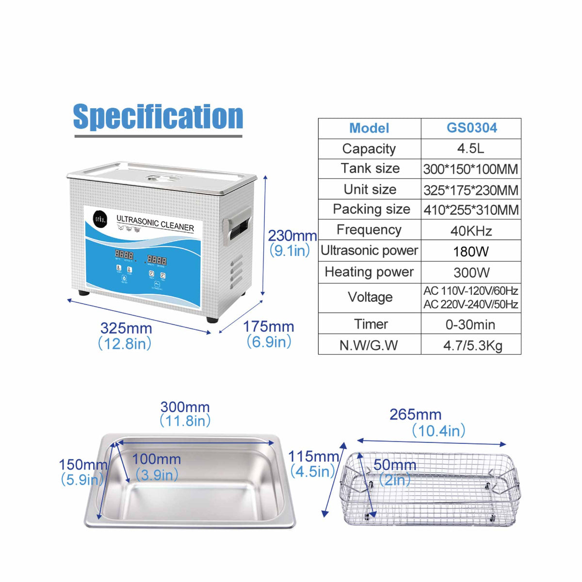 4.5L Digital Ultrasonic Cleaner | Ultra Sonic Bath | Jewellery & Watch Cleaning