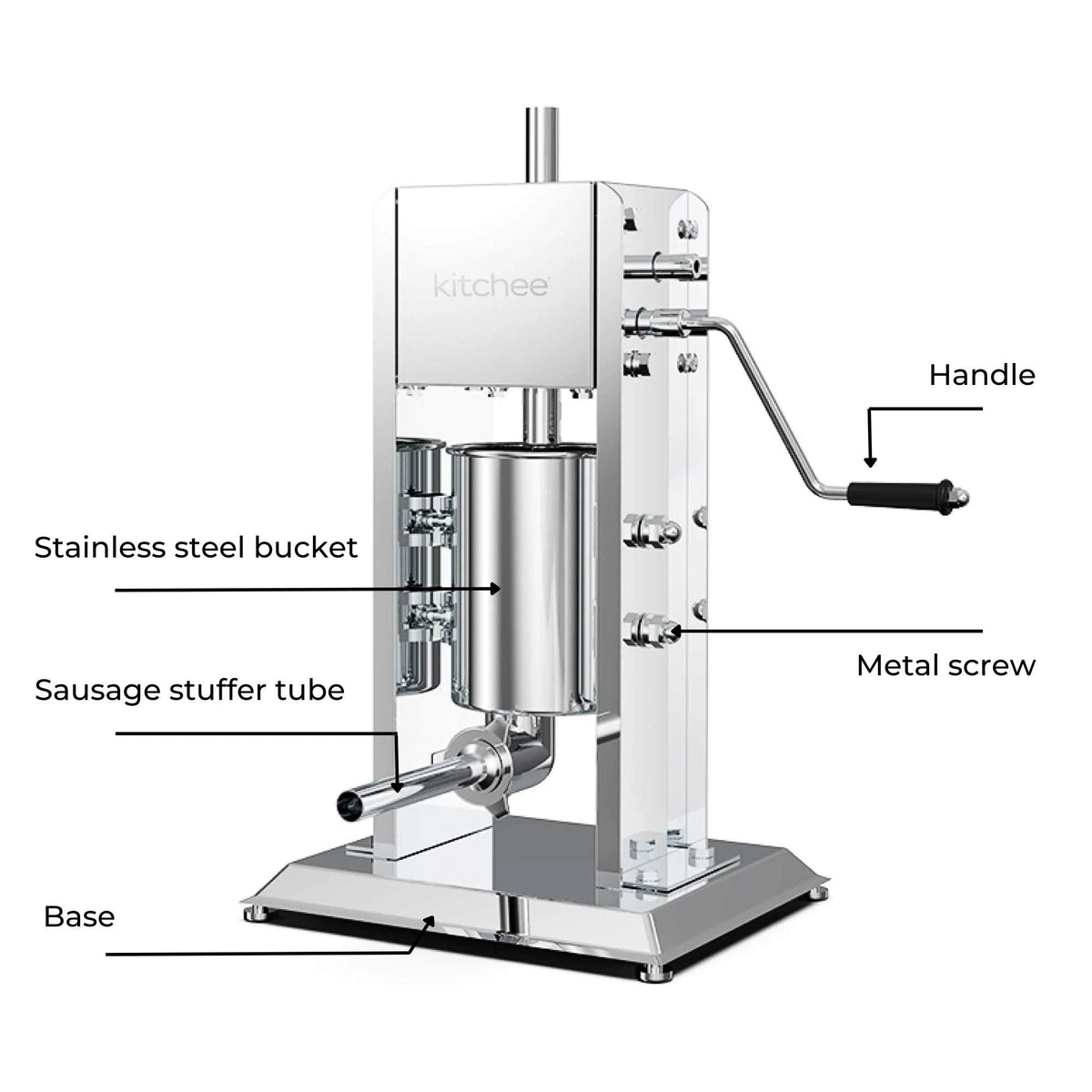 3L Manual Vertical Sausage Filler | Stainless Steel Stuffer Meat Press Machine