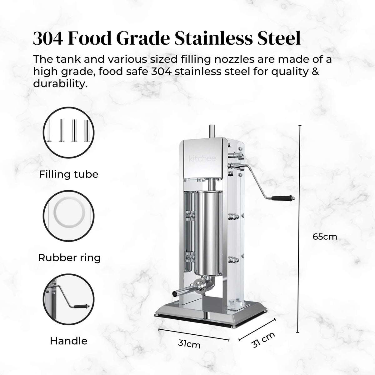 5L Manual Vertical Sausage Filler | Stainless Stuffer Meat Press Machine
