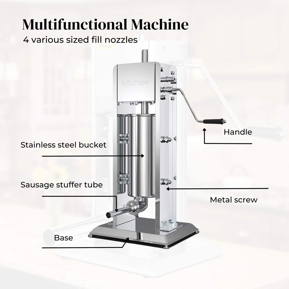 5L Manual Vertical Sausage Filler | Stainless Stuffer Meat Press Machine
