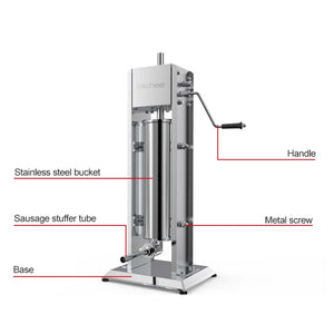7L Manual Vertical Sausage Filler | Stainless Stuffer Meat Press Machine