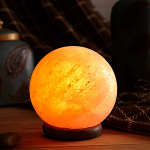 12V 12W 6.5" Ball Himalayan Pink Salt Lamp | Carved Rock Crystal Light with On/Off Switch
