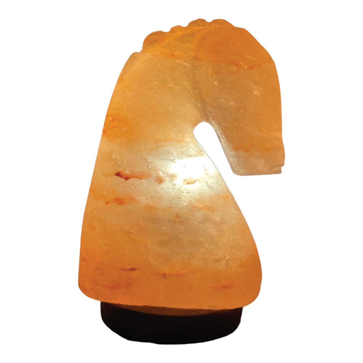 12V 12W Horse Himalayan Pink Salt Lamp | Carved Knight Rock Crystal Light with On/Off Switch