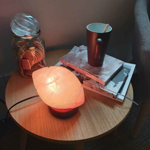 12V 12W Rugby Himalayan Pink Salt Lamp | Carved Footy Rock Crystal Light with On/Off Switch