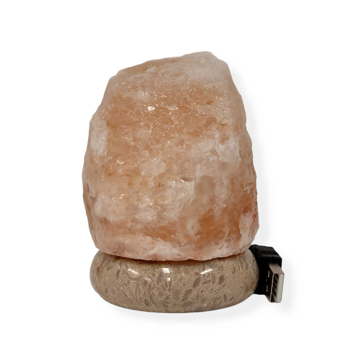 USB Himalayan Salt Lamp | Mini Natural Rock Shape, Pink Crystal Rock Marble Light