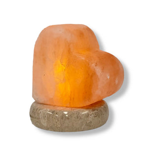 USB Himalayan Salt Lamp | Heart Love Carved Pink Crystal Rock LED Light