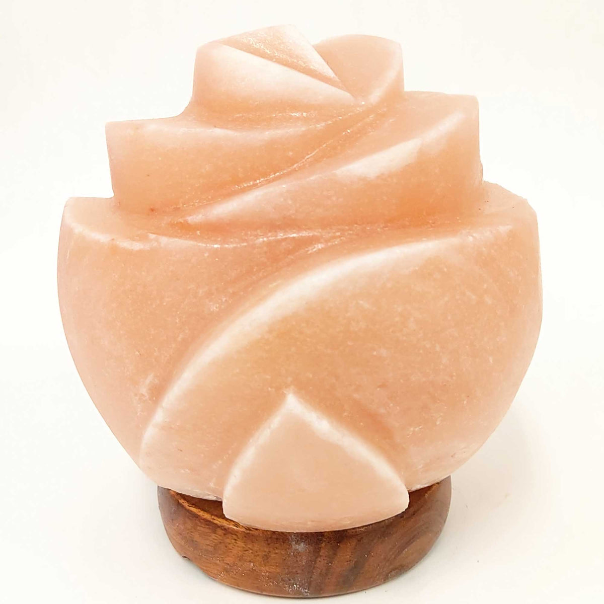 12V 12W Rose Himalayan Pink Salt Lamp | Carved Flower Rock Crystal Light Bulb | On/Off